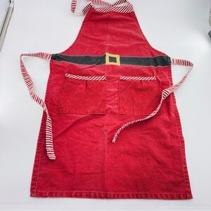 Christmas Holiday Santa Mrs Claus Apron Red Stripes